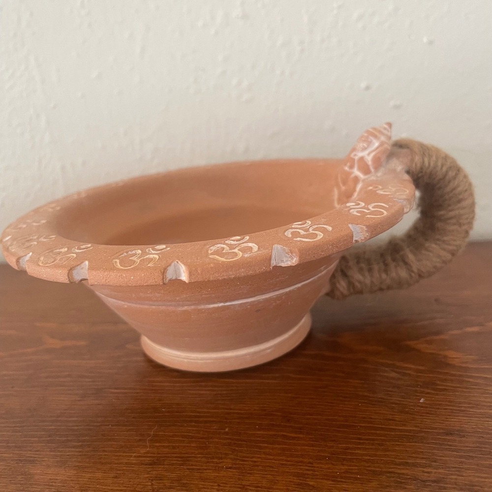 Ganesh Clay Incense Bowl Burner Terracotta carved made in‎ nepal smudge burn